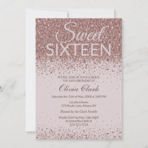 Modern Rose Gold Glitzer 16 . Geburtstag Geburtsta Einladung