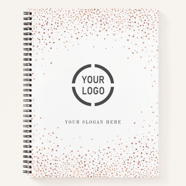 Modern Rose Gold Glitzer Firmenlogo Notizbuch (Vorderseite)