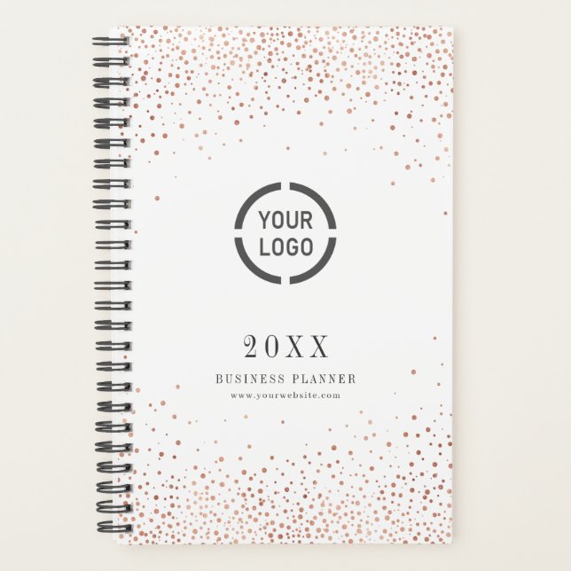 Modern Rose Gold Glitzer Firmenlogo Planer (Vorderseite)