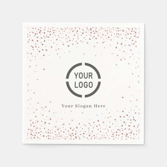 Modern Rose Gold Glitzer Firmenlogo Serviette (Vorderseite)