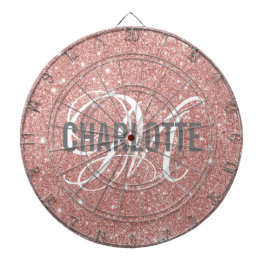 Modern Rose Gold Glitzer Monogramm Dartboard Dartscheibe
