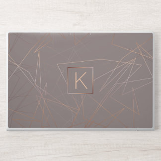 Modern Rose Gold Monogram HP Laptop-Aufkleber
