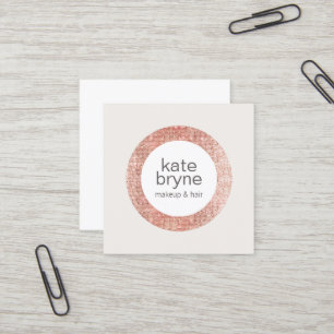 Modern Rose Gold Sequin Cosmetologin Beauty Salon Quadratische Visitenkarte