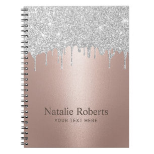 Modern Rose Gold Silver Glitzer Tropfen Schönheit Notizblock