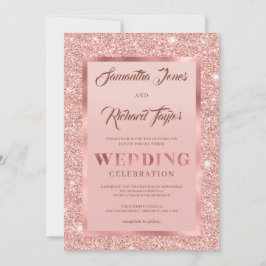 Modern Rose Gold Sparkle Glitzer Folie staubig pin Einladung