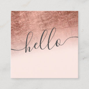 Modern Rose Goldfolie Ober rot Rosa Hallo Quadratische Visitenkarte