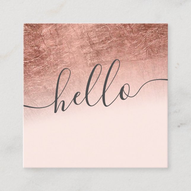 Modern Rose Goldfolie Ober rot Rosa Hallo Quadratische Visitenkarte (Vorderseite)
