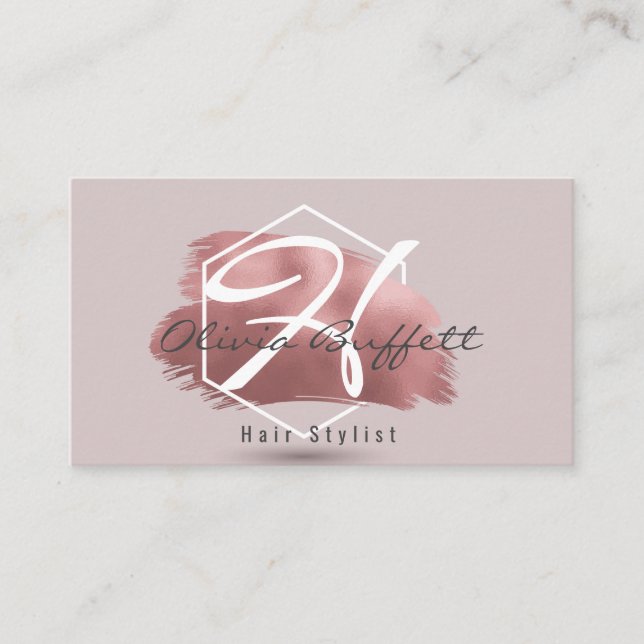 Modern Rose Goldmakeut Künstler Haarstylist Visitenkarte (Vorderseite)
