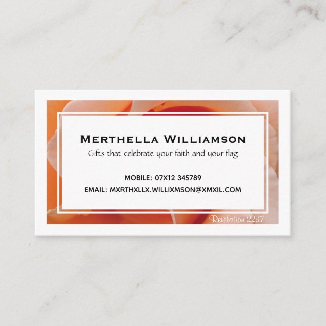 Modern | Rose Korallen | Floral Custom Christlich Visitenkarte (Vorderseite)