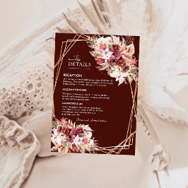 Modern Rosewood Gold Geometric Wedding Details Begleitkarte