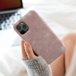Modern Rosy Gold Palms Marble Phone Case