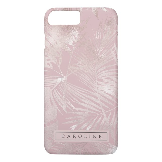 Modern Rosy Gold Palms Marble Phone Case (Rückseite)
