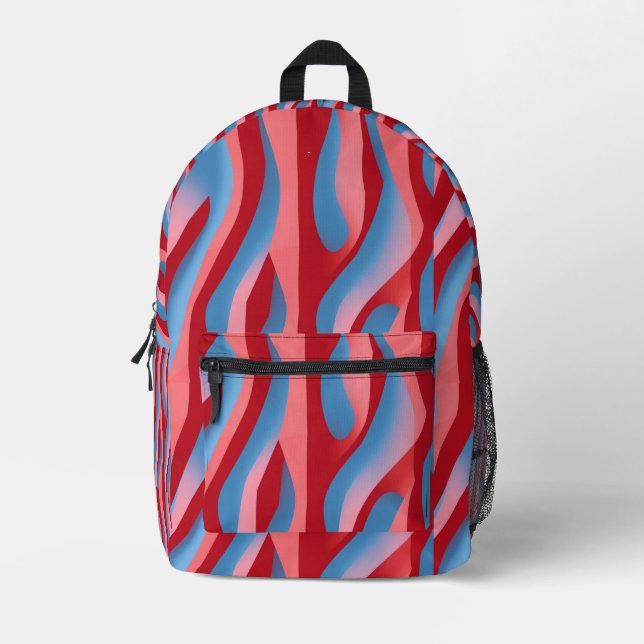 Modern Rot/Blau Bedruckter Rucksack (Vorderseite)