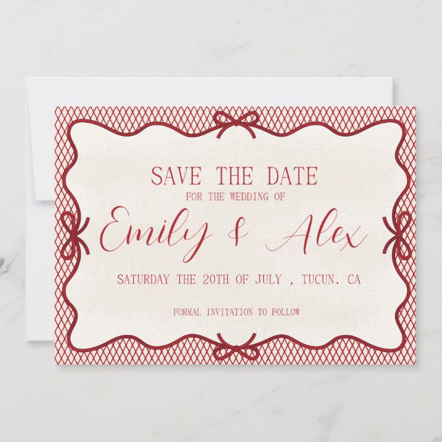modern rot/creme Save the Date Einladung (Vorderseite)