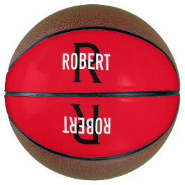 Modern roter schwarzer Monogramm-Name Basketball