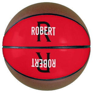 Modern roter schwarzer Monogramm-Name Basketball
