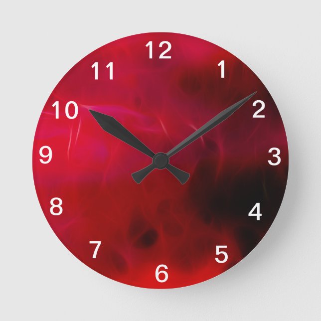 Modern rotes Design Runde Wanduhr (Vorderseite)