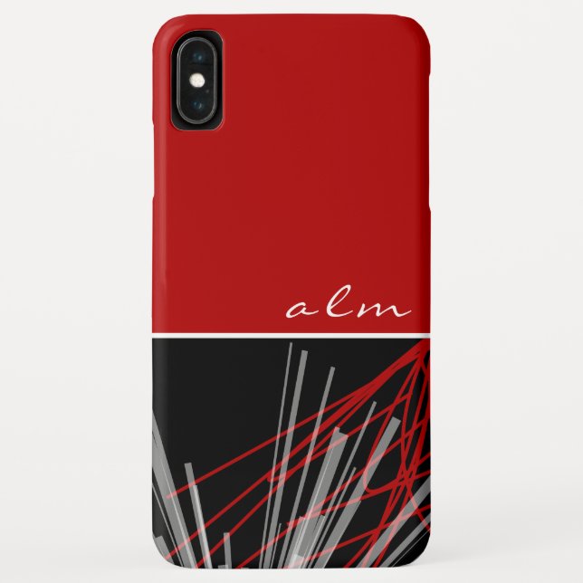 Modern rotes Schwarz/Weiß-Abstraktes Monogramm Case-Mate iPhone Hülle (Rückseite)
