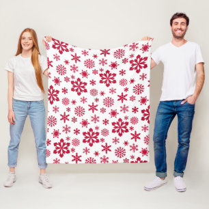 Modern rotes und weißes Schneeflockenmuster Fleecedecke