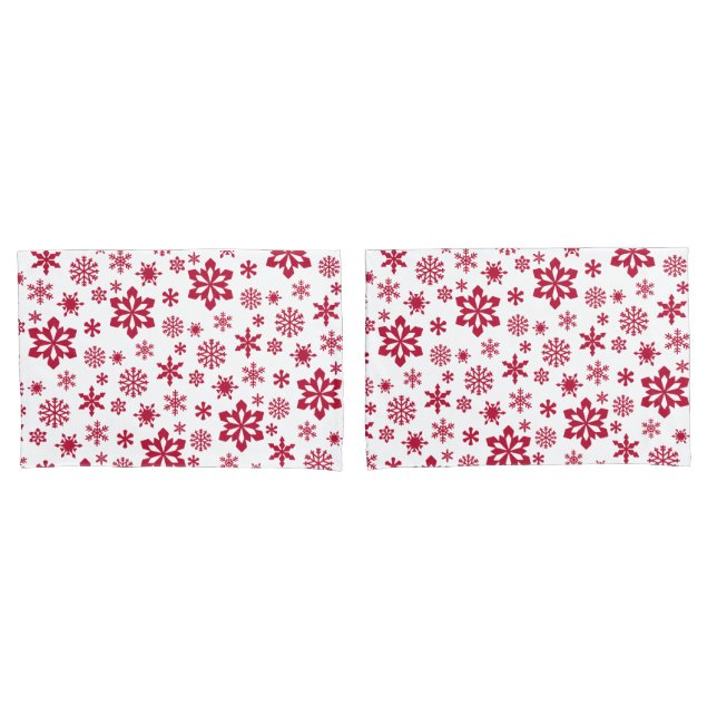 Modern rotes und weißes Schneeflockenmuster Kissenbezug (Vorderseite-Set)