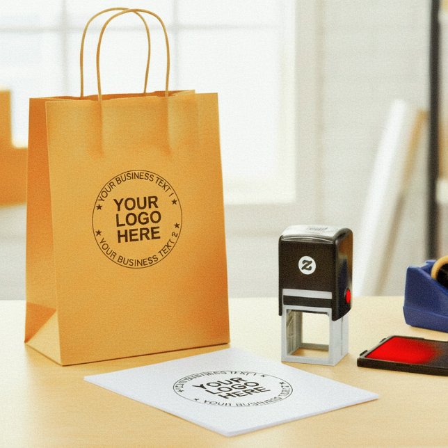 Modern Round Logo Stamp. Custom Business Text Seal Permastempel (self inking custom rubber stamp with logo stamp)