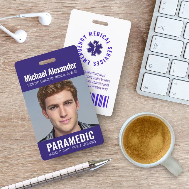 Modern Royal Blue Paramedic Photo ID Ausweis (Von Creator hochgeladen)