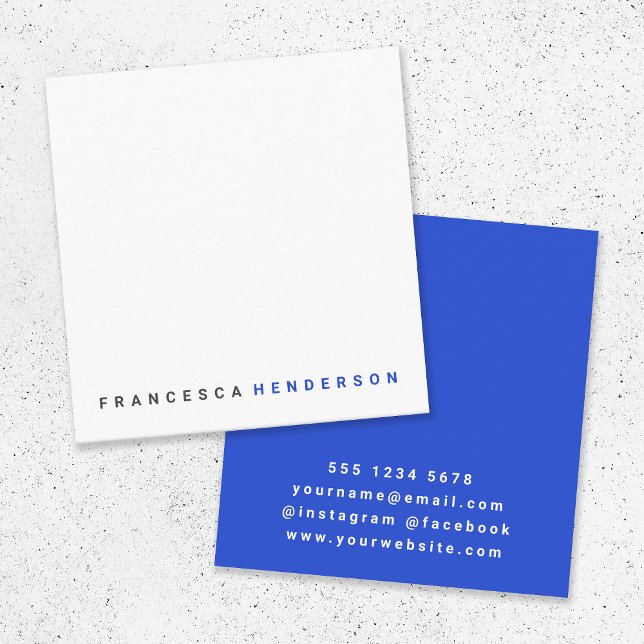 Modern Royal Blue Trendy Minimalist Quadratische Visitenkarte (Von Creator hochgeladen)