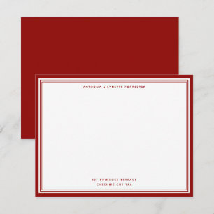 Modern Ruby Red Name & Address Note Card Mitteilungskarte