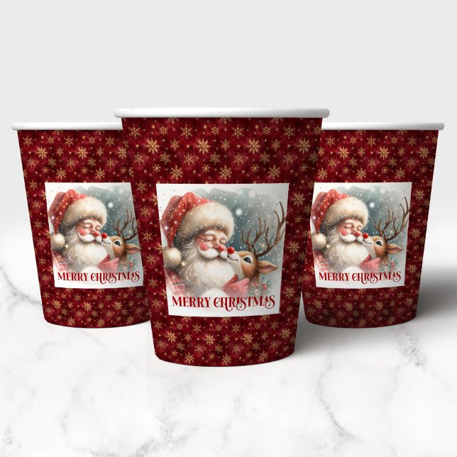 Modern Rudolph Santa Cute Christmas Party Cup Art Pappbecher (Modern Rudolph Santa Cute Christmas Party Cup Art)