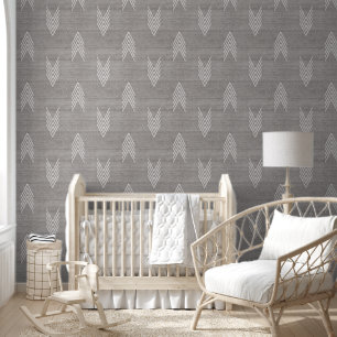 Modern Rustic African Mudcloth Gray Tapete