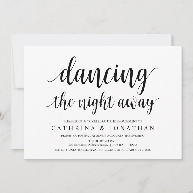 Modern Rustic, Black script, Engagement Party Einladung (Vorderseite)