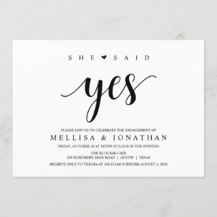Modern Rustic, Black script, Engagement Party Einladung
