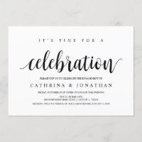 Modern Rustic, Black script, Engagement Party