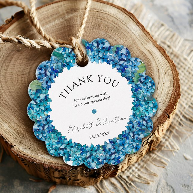 Modern Rustic Blue Hydrangeas Floral Wedding Geschenkanhänger (Von Creator hochgeladen)
