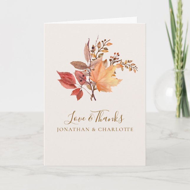 Modern Rustic Fall Boho Flower Wedding  Dankeskarte (Vorderseite)