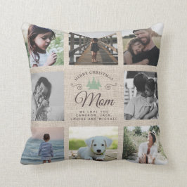 Modern Rustic Frohe Weihnachten Mama Foto Collage Kissen