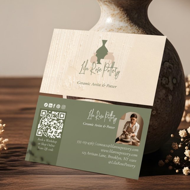 Modern Rustic Minimal Handmade Pottery Ceramic Visitenkarte (Modern Rustic Minimal Handmade Pottery Ceramic Business Card)