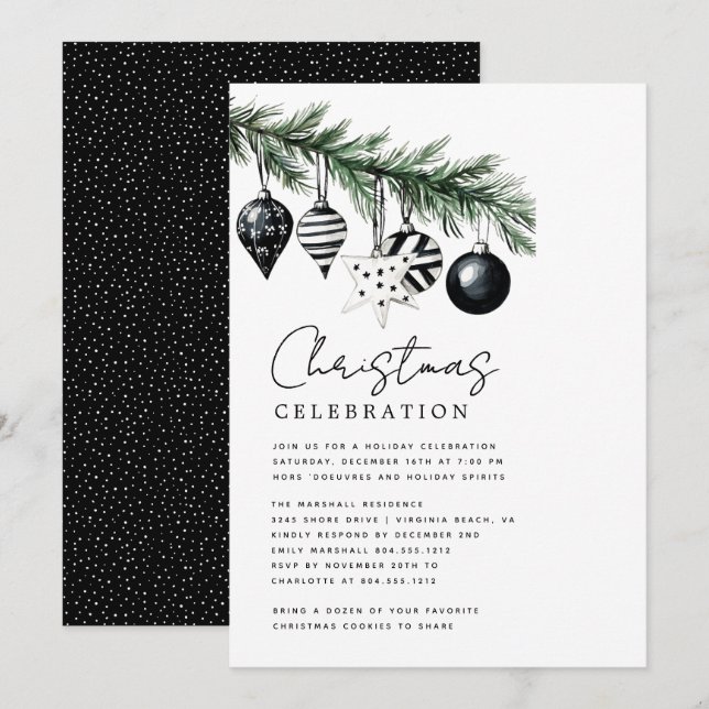 Modern Rustic Nature Christmas Party Invitation  (Devant / Derrière)