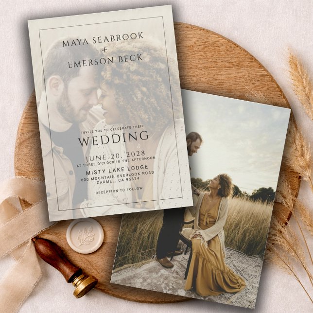 Modern Rustic Overlay Photo Wedding Einladung (Von Creator hochgeladen)