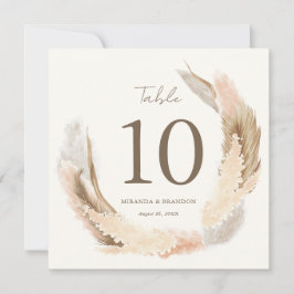 Modern Rustic Pampas Grass Wedding Table Number Einladung