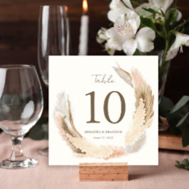 Modern Rustic Pampas Grass Wedding Table Number Einladung