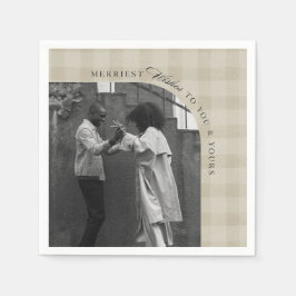 Modern Rustic Plaid Holiday Napkins Personalized Serviette