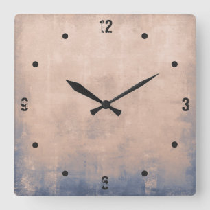 Modern rustic Rose Gold Blue abstract Quadratische Wanduhr