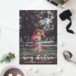 Modern Rustic Script Christmas Photo Card Dankeskarte<br><div class="desc">Wish everyone you know a very happy holiday with this lovely photo card! Easily edit the photo,  family name and message on the back!</div>