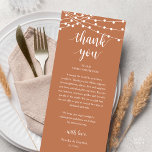 Modern Rustic Wedding Dinner Thank You Card Programm<br><div class="desc">Introducing the perfect finishing touch to your wedding reception - our modern rustic Wedding Thank You Place Setting Card, with card title "Thank you" ! These place setting cards are easy to use - simply place one on top of each dinner card to create a beautiful and thoughtful presentation. Not...</div>
