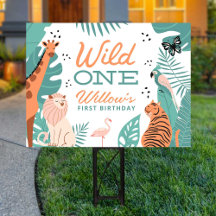 Modern Safari Animals Wild Ein Geburtstag Yard Zei