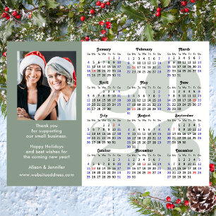 Modern Sage Green 2026 Calendar Business Foto Feiertagskarte
