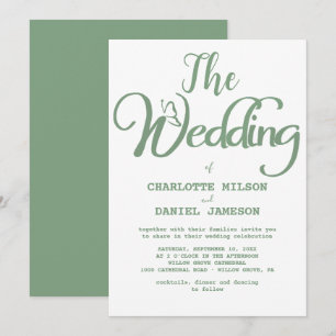 Modern Sage Green and White Simple Wedding Einladung