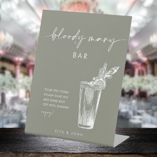 Modern Sage Green Bloody Mary Bar Wedding Sign Sockelschild