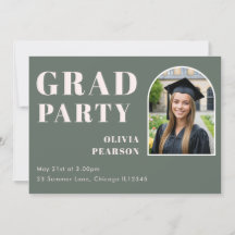 Modern Sage Green Blush Pink Arch Photo Grad Party